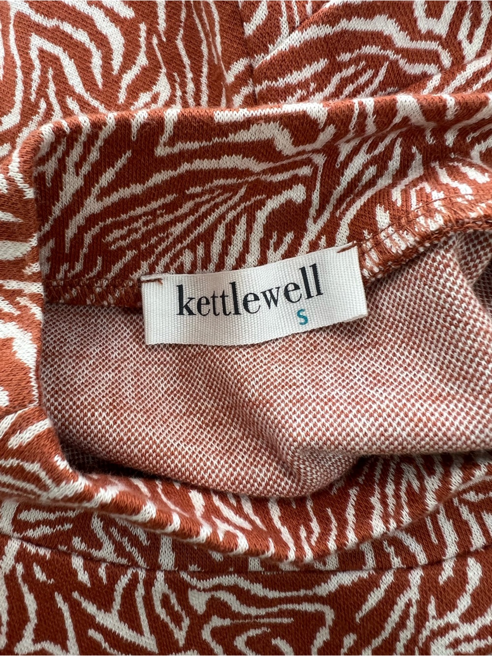 Kettlewell Tiger Burnt Orange Brown Stripe Mock Neck Safari Sheath Dress, size S - Picture 6 of 9